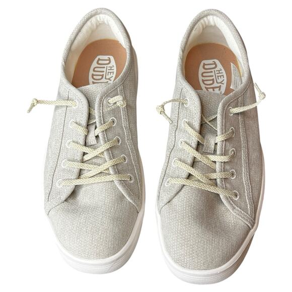 Hey Dude Shoes - Hey Dude Cody W Heathered Knit Mesh Shoes Women's Size W9 Light Grey Slip Ons